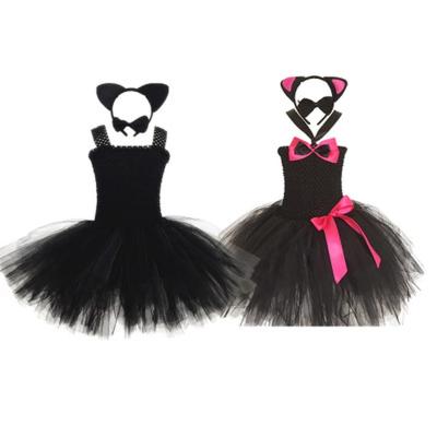 China Plus Size New Halloween Cosplay Coldker Costumes For Kids Girls Cute Black Cat Tutu Dress Party Fancy Clothes for sale