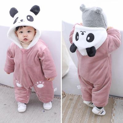 China Newborn Baby Clothes Fall And Winter Flannel Overalls Infant Baby Clothes With Zipper Infant Coldker Climbing Suit for sale