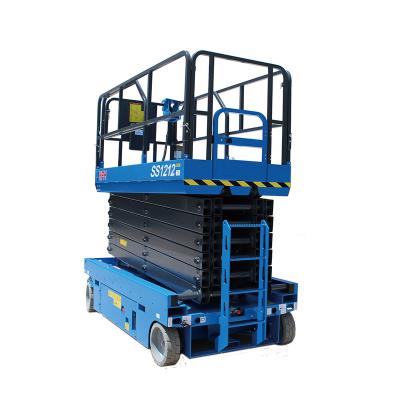 China Building Material Shops Factory Supply Battery Power 12m Height Aerial Work Platform Construction Hydraulic Scissor Lift CE ISO Certification for sale