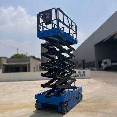 China Building Material Shops Hot Sale Bettery Powered Aerial Work Platform 14m Self Propelled High Altitude Scissor Lift For Building Construction for sale