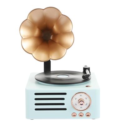 China Newest Design Retro Speakers Mini Music Player Wireless Audio Portable Radio Vinyl Record Player for sale