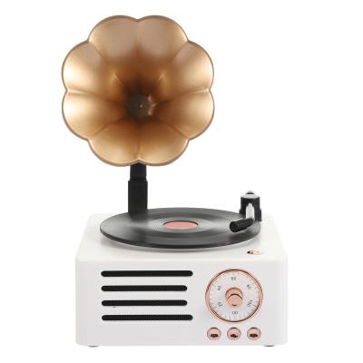 China New retro vinyl record player radio retro audio speaker Mini Subwoofer wireless portable music player for sale