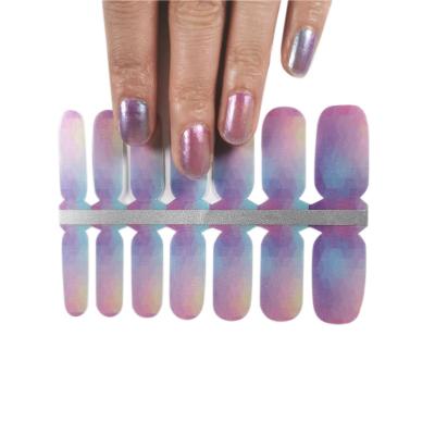 China Nail Art Nail Glitter Sticker Finger Strips 16 Luminous Polish Stickers 14 Nail Strips for sale