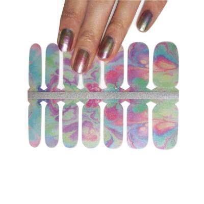 China Finger Nail Art 14 PCS Christmas Glow in Dark UV Gel Sticker Private Label Nail Wraps for sale