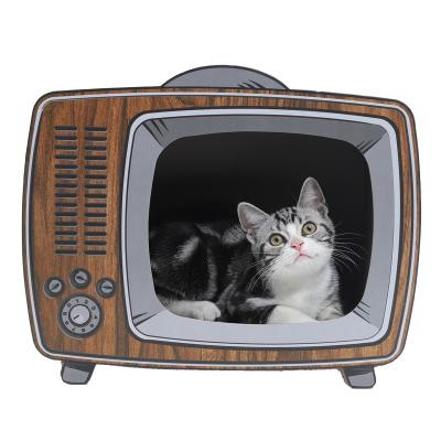 China Viable Wholesale Cat Scratch Board TV Shaped Pet House Cat Scratch Board Corrugated Paper for sale