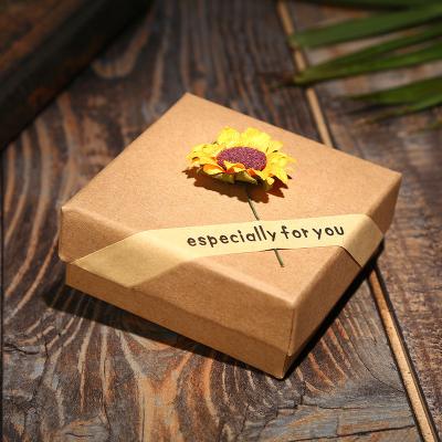 China Hot Sale Recyclable Kraft Paper Jewelry Storage Box Valentine's Day Confession Gift Box Bag for sale