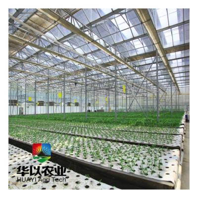 China Stable glass structure multi venlo galvanized structure multi span greenhouse with hydroponics growing system zu verkaufen