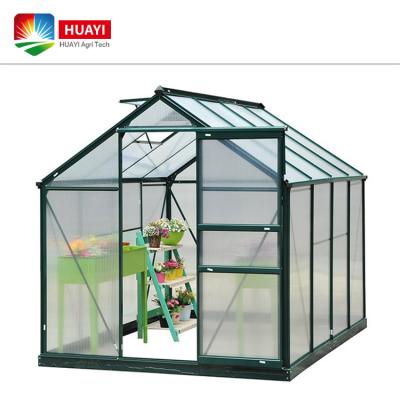 China Polycarbonate Garden Greenhouse Double Door Green House Strong Easily Assembled Wholesale for sale