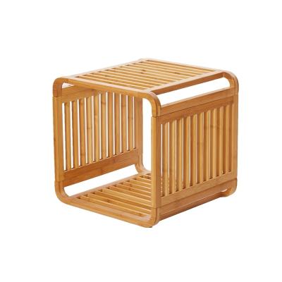 China Viable Bamboo Flower Rack Multifunctional Cabinet Bedside Bedroom Shelf Storage Layer for sale