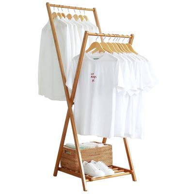 China Eco-friendly Bamboo Clothes Simple Laundry Rack Hat Rack Coat Hanger And Shoe Rack for sale