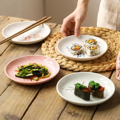 China Sustainable Hot Sales 6 Inch Round Sushi Plate Snowflake Ceramic Glazed Porcelain Salad Bowls AWS1010 for sale