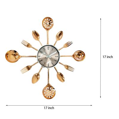 China CLASSIC Rose Golden Metal Wall Clock kitchen cutlery set with forks and spoons for home decor for sale