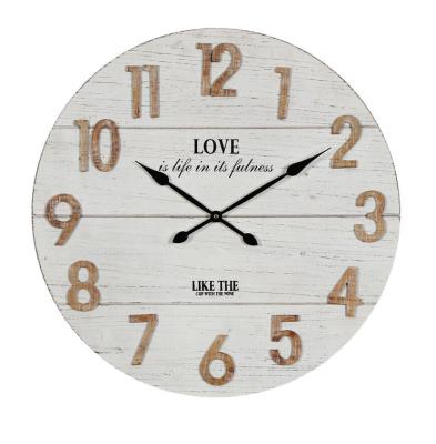 China KOREAN Modern Simple Wooden Large White Wall Clock With Silent Non-ticking Hands For Home for sale