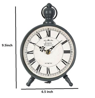 China Antique Style Desktop Decorative Antique Alarm Clock with Roman Numerals for Living Room and Bedroom for sale