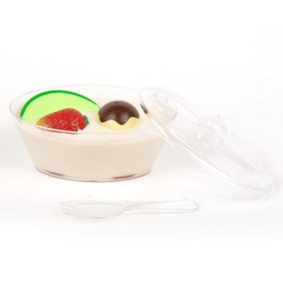 China Disposable Pudding Cake Cup Disposable Plastic Bowl With Fork for sale