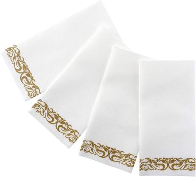 China Rose Gold Printed Linen Party Airlaid Dinner Disposable Custom Cloth Napkins For Home Decoration Supplies for sale