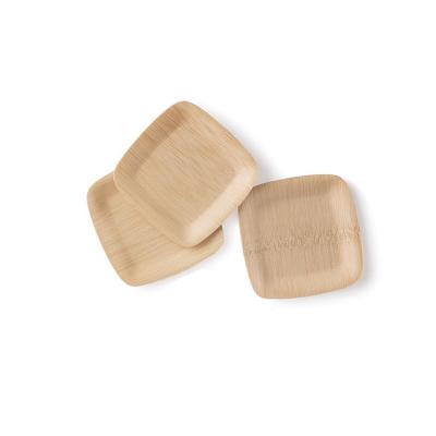 China 3.5/7/9/10 Inch Disposable Biodegradable Tableware Bamboo Square Plate Biodegradable Disposable Bamboo Dishes For Catering for sale