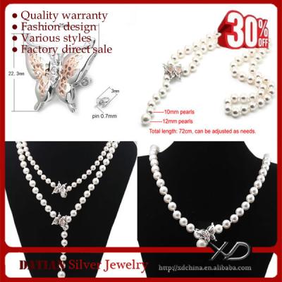 China PEARL XD Faux Pearl Fashion Jewelry Design With Silver Butterfly Clasp for sale