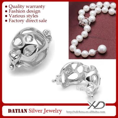 China Nickel& XD S355 925 Sterling Silver Bead Open Cage Clasp Bead Jewelry Lead Free Clasp for sale