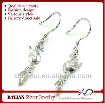 China 925 Sterling Silver XD C722 925 Sterling Silver Earring Hooks With Pinch Bail Silver And Zircon for sale