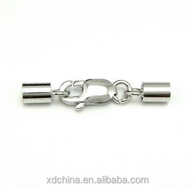 China 925 XD P604 925 Sterling Silver Lobster Clasp With 2.0 Mm Bezel Leather Rope Special Buckle Rope Cap Buckle Clasp Connect for sale