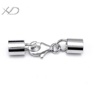 China For sticking rope XD P609 925 sterling silver lobster clasp with 5mm end clasp for sticky leather rope rope S925 sterling silver tube tail clasp for sale