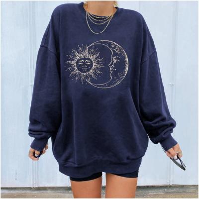 China Anti-Wrinkle Loose Fashion Pullover Women's Casual Printed Sweater Plus Size Blouse Women for sale