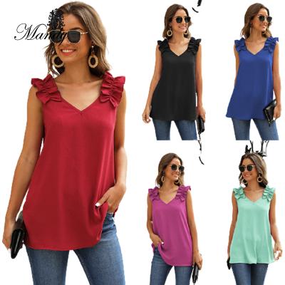 China 2021 New Arrival Pleated Sleeveless V Neck Breathable Shoulder Mid Women Dress for sale