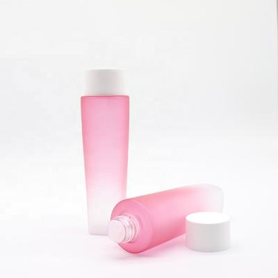 China 200ML Essential Oil Gradient Pink PET Lotion Plastic Bottle Plastic Bottle Packaging Makeup Remover Cosmetic Water Bottle for sale