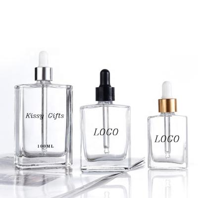 China 15ml 30ml 50ml 100ml Square Essential Oil Glass Dropper Bottles Essential Oil Clear Dropper Glass Bottles for sale