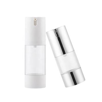 China 15ml 30ml 50ml Plastic Airless PACKAGING Bottle 15ml Pump Bottle Silver White Airless Airless Bottle for sale