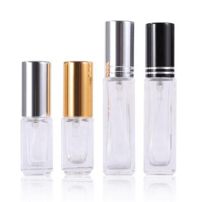 China Refillable Empty Square Perfume Bottle 3ml 8ml Mini Perfume Bottle Sample Clear Glass Pump Sprayer Bottle for sale