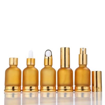 China Essential Oil Skin Care Packaging Glass Bottle Emulsion Perfume Spray Bottle With Low Dropper Press Glass Bottle for sale