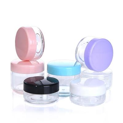 China PS Hard Cosmetic Plastic Cream Jar Jar Cream Container Transparent Jar With Colorful Screw Cap 10g 15g 20g Cream Jar for sale