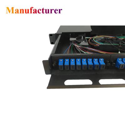 China FTTH And Network 1U 2U Fiber Optic Termination Box 12 24 Fibers 48 Patch Panel Rack Port Wall Mounts for sale