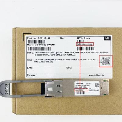 Cina Modulo di trasmettitore ottico Huawei QSFP28 100GE QSFP-100G-SWDM4 02311QUK in vendita