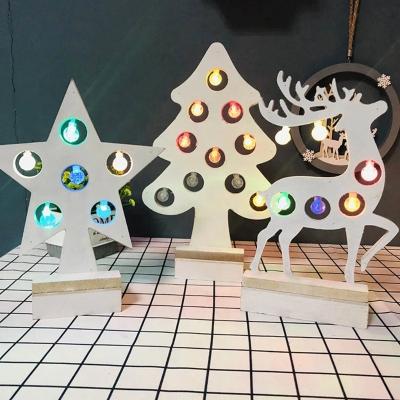 China Christmas Home Decor Christmas Tree Elk Night Light Wood Decor Props Desk Night Lamp Desk Ornament for Home Office Office Decoration for sale