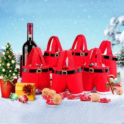 China Santa Claus Suspender Trousers Candy Wine Merry Christmas Navidad 2021 Christmas Home Decoration New Year's Eve Christmas Gift Bag Bottle Bags Natal for sale