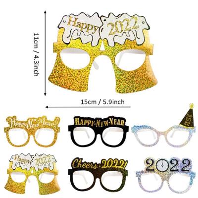 China New Year's Eve Party Supplies 2022 New Year's Eve Paper Glasses 2021 New Year's Party Fancy Glasses Monocle Happy New Year's Eve Party Supplies for sale