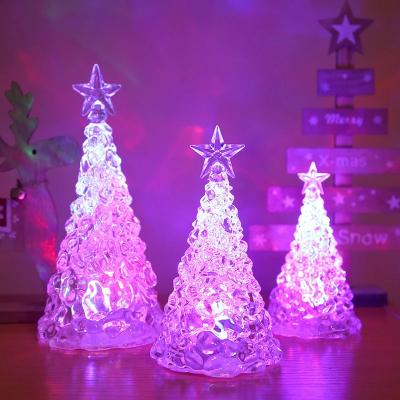 China LED Bulb Bottle Christmas Tree Lamp Christmas Tree Night Lamp Ornaments Ins Home Room Crystal Decorative Light Acrylic Colored Flash Scroll Llashing Color for sale