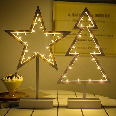 China Hot Sale Romantic Christmas Ball LED Modeling Christmas Tree Heart Star Night Lamp Desk Ornament Home Light Decoration Room for sale