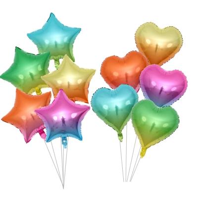 China New Gradient 18 Inch Colorful Heart Foil Balloon Star Shaped Birthday Party Wedding Valentine's Day Decorations for sale