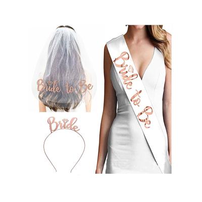 China Hen Party Bride To Be Sash Headband Tiara And Bride To Be Veil For Bridal Shower Hen Party Bachelorette Party for sale