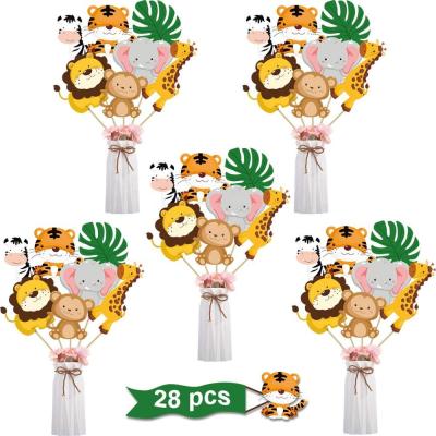 China 28 Pieces Jungle Party Decorations Jungle Animals Centerpiece Animal Sticks For Baby Shower Birthday Party Decorative Ads Or As Picture for sale