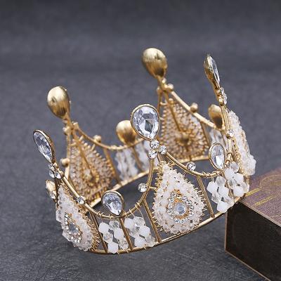 China Wedding decoration & Wholesale Bridal Hair Accessories Bridal Shower Full Round Pageant Crowns Gold Head Piece Crown for sale