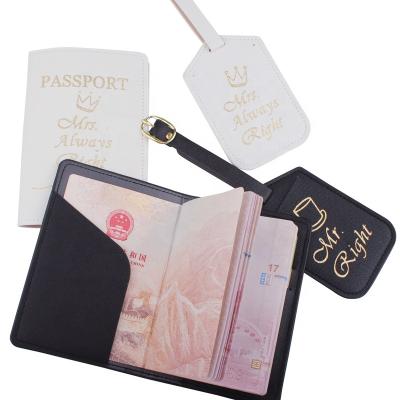 China Amazon Best Selling Wedding Decoration Mr. Right and Mrs. Always Right Travel Luggage Tags Passport Cover for sale