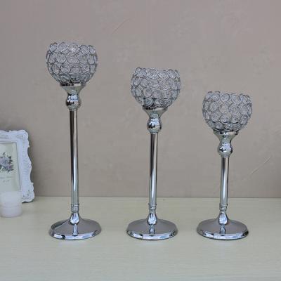 China European Wedding Large Centerpieces Crystal Candle Holders Candlestick Home Pillar Decoration Wedding Table Stand for sale