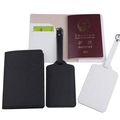 China Birthday Cake Topper Decoration Custom Blank Black PU Leather Passport Holders Luggage Tags For Gifts for sale