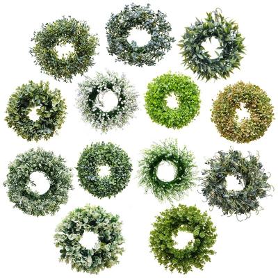 China Plastic Eucalyptus Leaf Garland Green Succulents Aquatic Plants Garland Artificial Babysbreath Leave Wreaths Party Door Simulation for sale