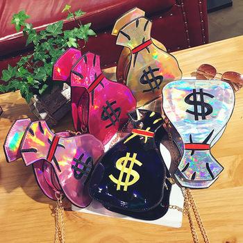 China Picnic Funny Embroidery Dollars Shape Cross - Body Bags Laser Ladies Shoulder Dollar Sign Chain Bag for sale